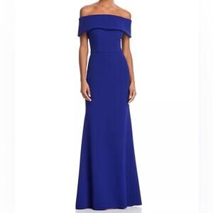 AQUA Off-the-Shoulder Scuba Crepe Gown Blue Women’s Sz 6